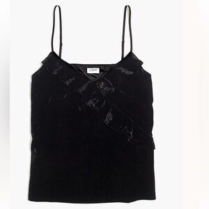 J.Crew- Ruffled Velvet Tank w/adjustable straps, Black, Size 2XL, EUC